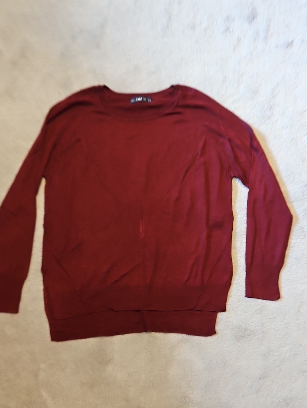 Zara Burgundy Crewneck Sweater